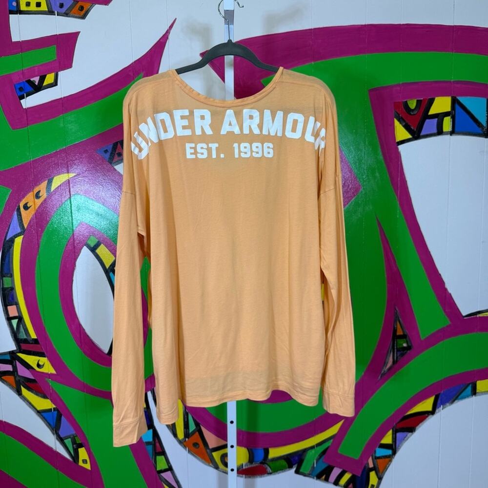 Under Armour, Orange Asymmetrical Long Sleeve T-Shirt. Size 2XL. Excellent cond! - Picture 4 of 5